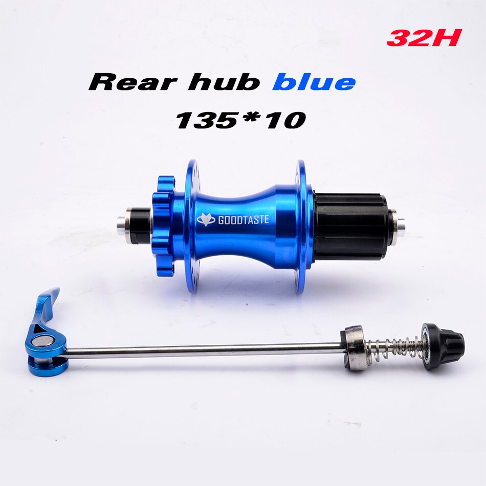 Goodtaste Mountain bike hub 4 bearing rear hub rear 10*135mm QR100*15 12*142mm through 28/32/36 hole disc brake bicycle hub MTB: rear hub blue