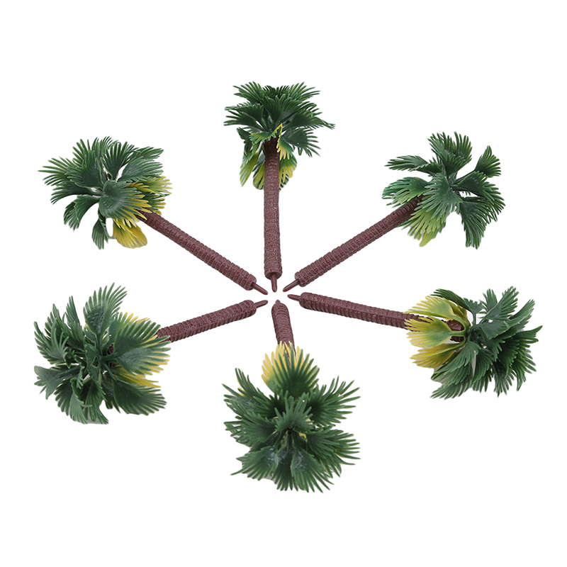 6Pcs/set Layout Rainforest Plastic Palm Tree Diorama Scenery Model Artificial Palm tree Leaves With