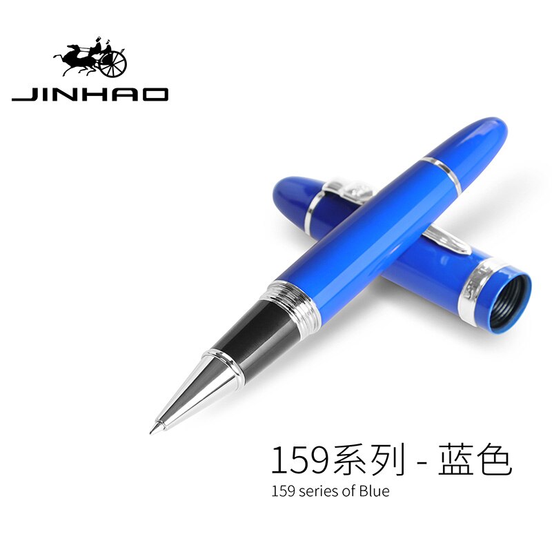 jinhao 159 Rollerball pen 0.5 MM screw cap metallic silver clip luxury pen students stationery office supplies: blue