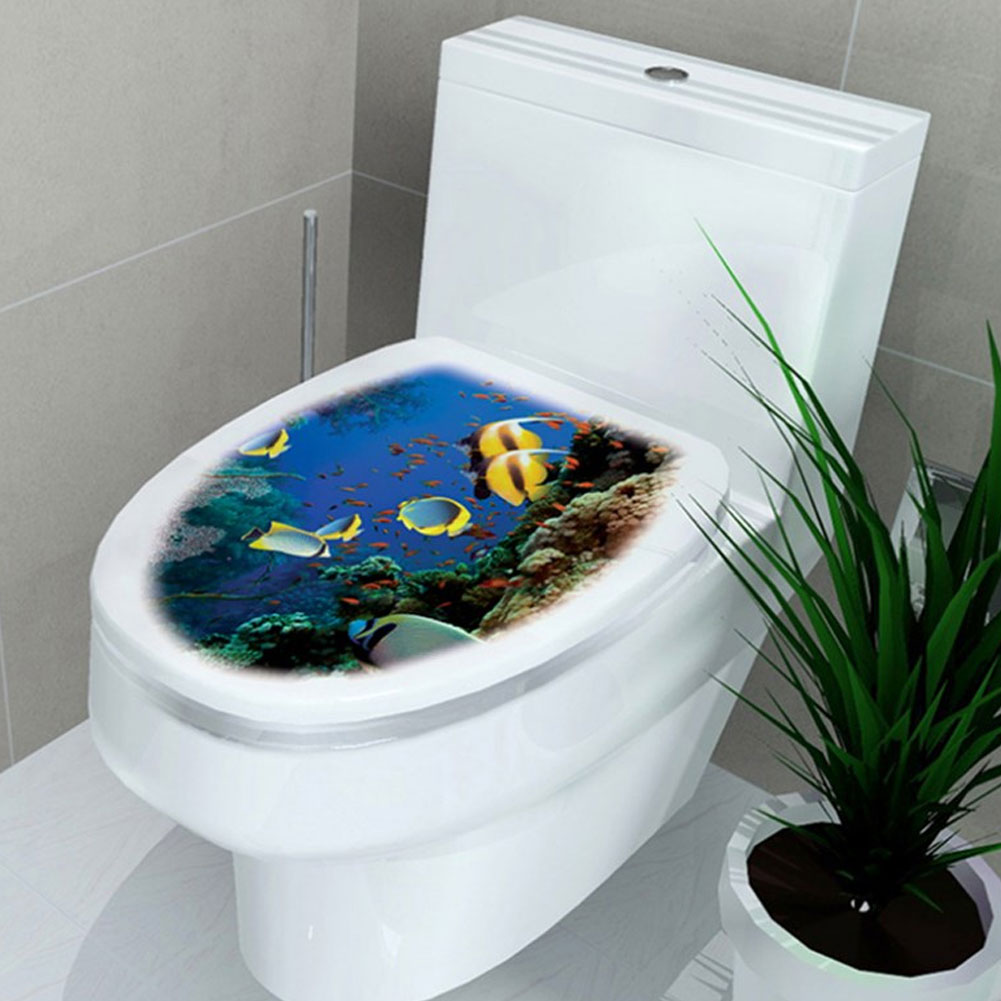 3d toilet låg klistermærke søstjerne skal mønster vinyl kunst vandtæt tapet aftageligt badeværelse mærkater wc toilette plakat: T