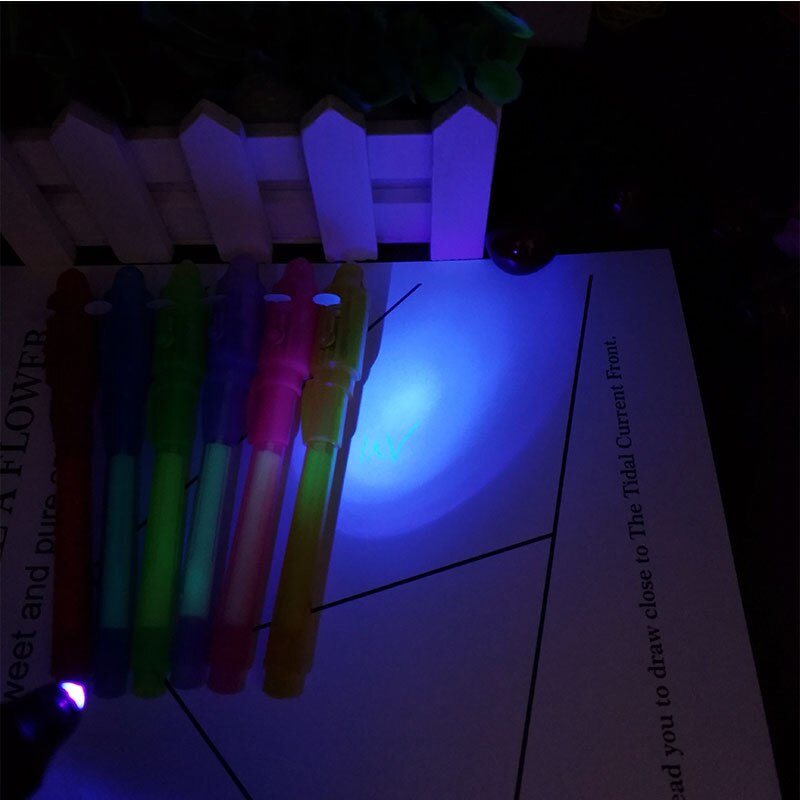 Big Head Luminous Light Pen Magic Purple 2 In 1 UV Black Light Combo Drawing Invisible Ink Pen Learning Education Toys For Child