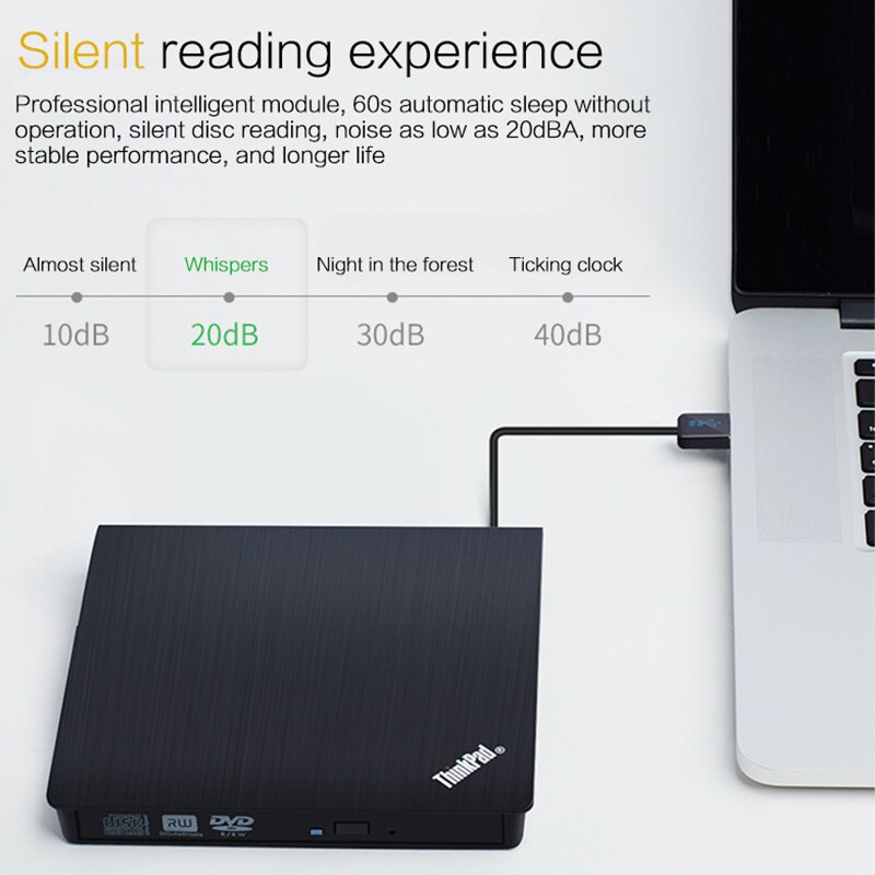 Lenovo ThinkPad Universal USB 3.0 External Optical Drive High Speed Silent CD DVD RW Record Burner For Laptop Desktop Player