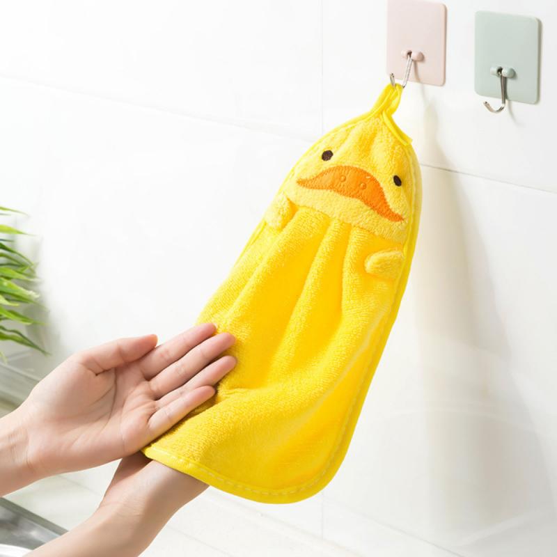 1PC Hand Towels Absorbent Coral Fleece Cloth Kitchen Towel Easy Clean Cute animal Kitchen Bathroom Hanging wipe Towel