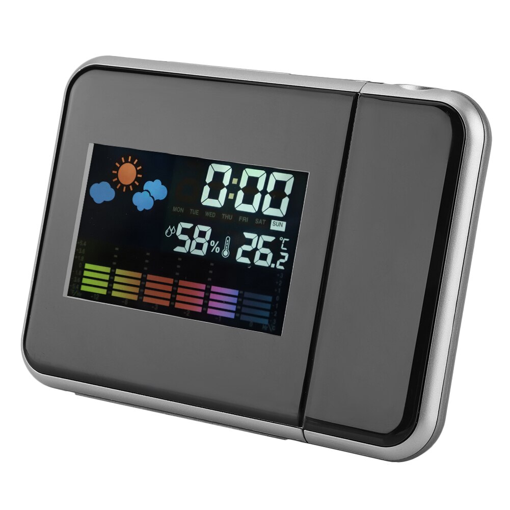Projection Digital Snooze Alarm Clock Color Weather Display LED Backlight Clock