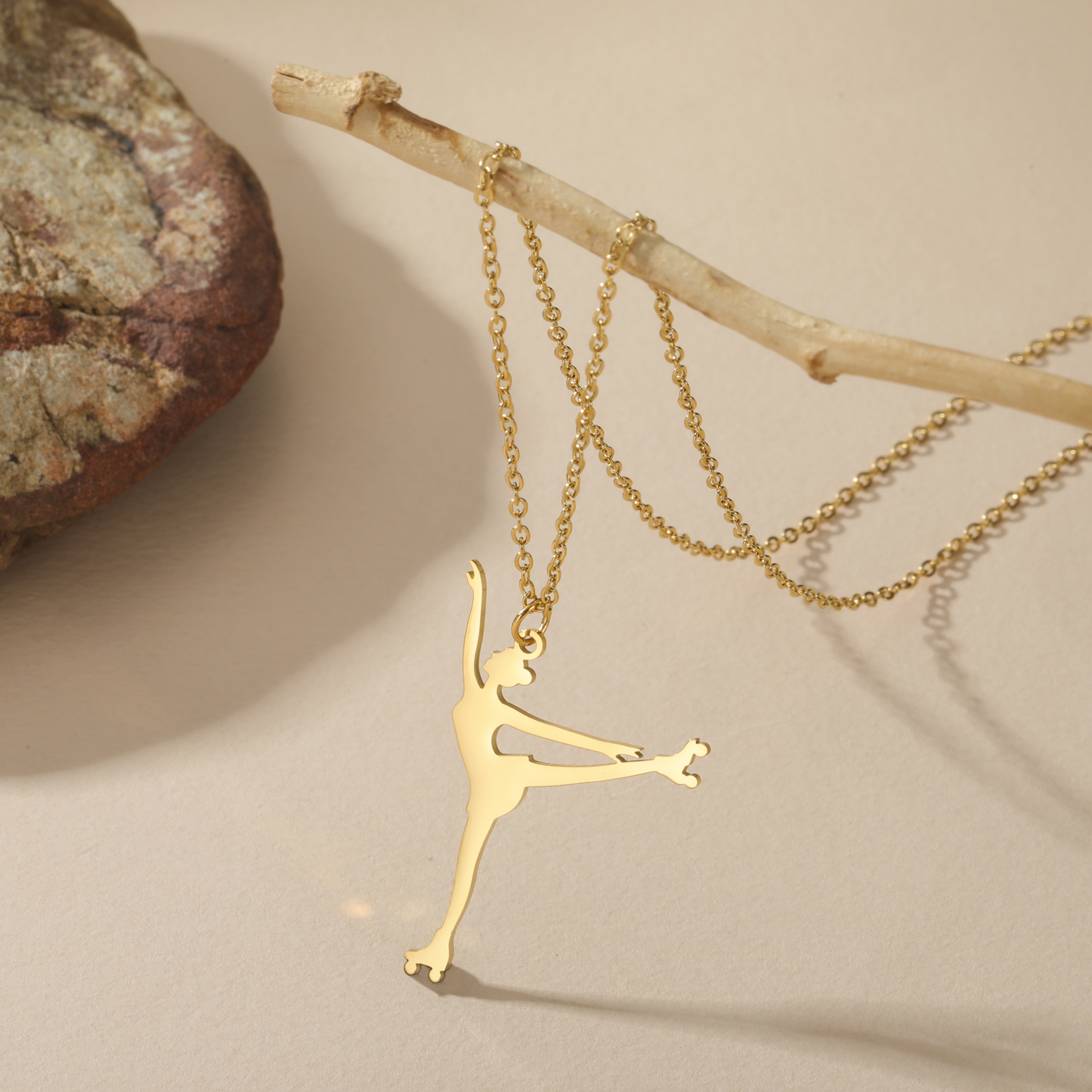 Unift Figure Ice Skater Necklace for Women Daughter Stainless Steel Roller Skating Sport Artistic Skating Girl Jewelry Trendy