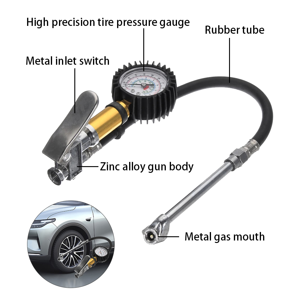 Dæktryksmåler Inflator Digital 220 PSI - Måler og Deflator til SUV, Cykel, RV, Motorcykel, Bil, Lastbil