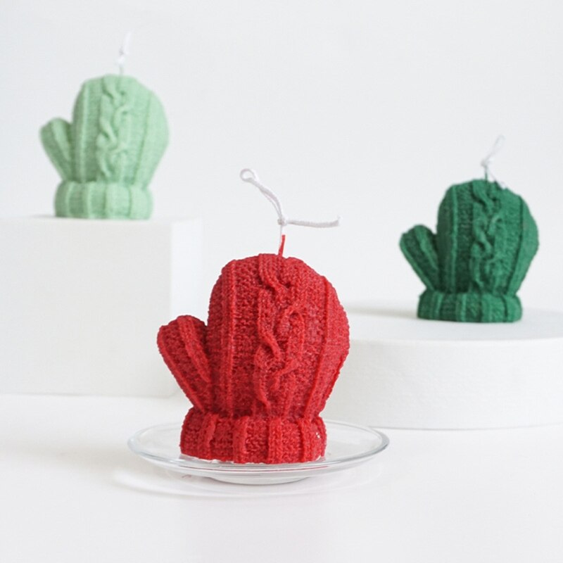 3D Christmas Woolen Knitted Gloves Soap Wax Crayon Mold Fondant Chocolate Biscuit Silicone Mould Cake Decorating Tool