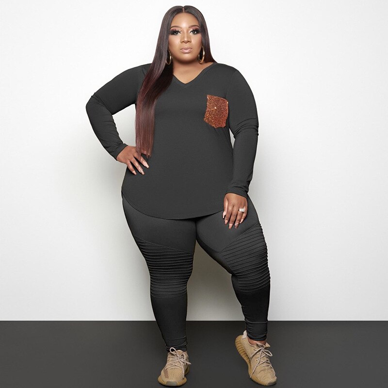 Grande Taille Femmes Vêtements Deux Pièces Ensemble 4xl 5XL 2 pièces Pantalons Et Haut Ensemble décontracté Grande Taille Zestawy Deux Pièces Grande Taille Conjuntos