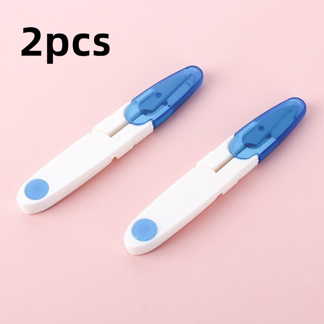 U-Shaped Thread Scissors Deburring Fishing Line Shears Cross Stitch Sewing Snip Thread Tailor Cutter Scissors Diy Craft Tool: blue-2pcs