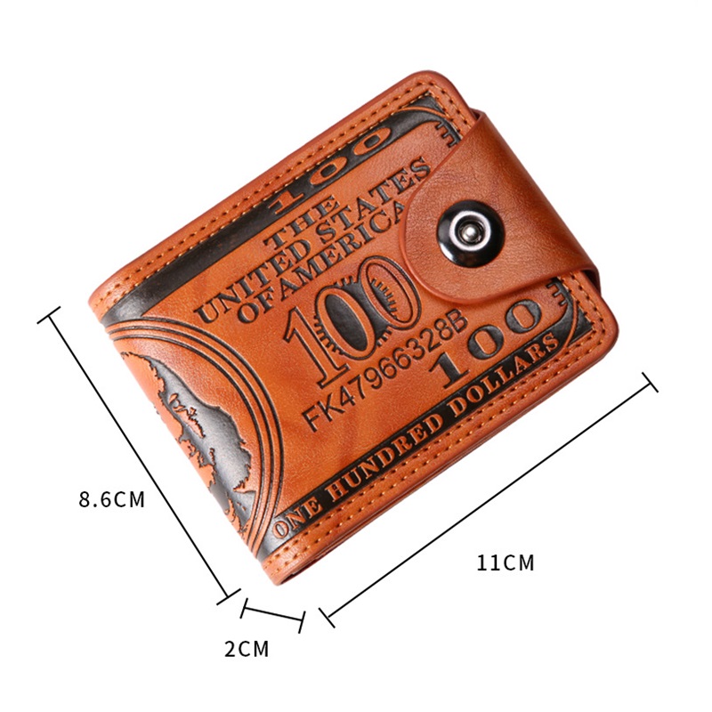 Men's Wallets With 100 US Dollar PatternWallet Male Leather Walet Photo Card HolderFashion Large Capacity Wallet Purse Bag