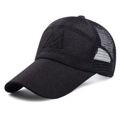 Stijl lente mesh snapback brief baseball pet snel drogende zomer zonnehoed ademende chapeu casual mesh: Zwart m