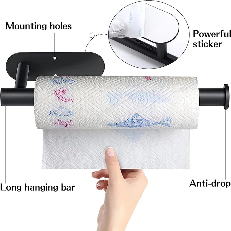 Adhesive Stainless Toilet Paper Holder Bathroom Wall Mount Storage Stand Kitchen Roll Paper Tissue Towel Dispenser Napkins Rack