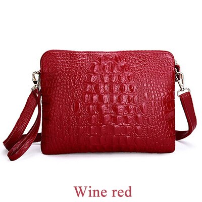 Genuine PU Women Clutch Vintage Crocodile Pattern Shoulder Bags Evening PartyCross-body bag with one shoulde Messenger Bags: Burgundy