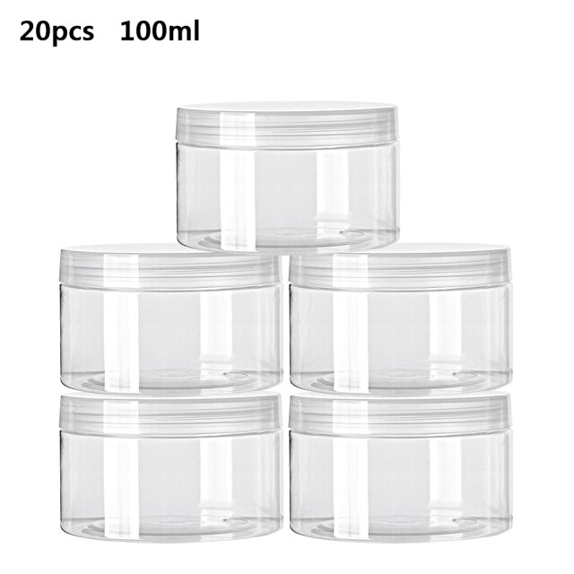 20Pcs Lege Helder Plastic Helder Cosmetische Potten Make Container Jar 30/50/60/80/100/120/150Ml Food Grade Sample Pot Container: 100ML