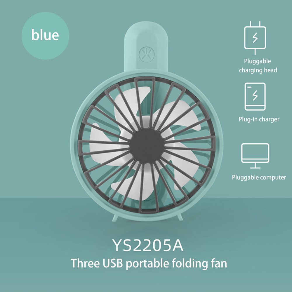 Mini usb-fläkt bärbar handhållen fläkt 180 ° rotation laddningsbart inbyggt batteri 500 mah praktisk luftkylningsfläkt för utomhusbruk: Guld-