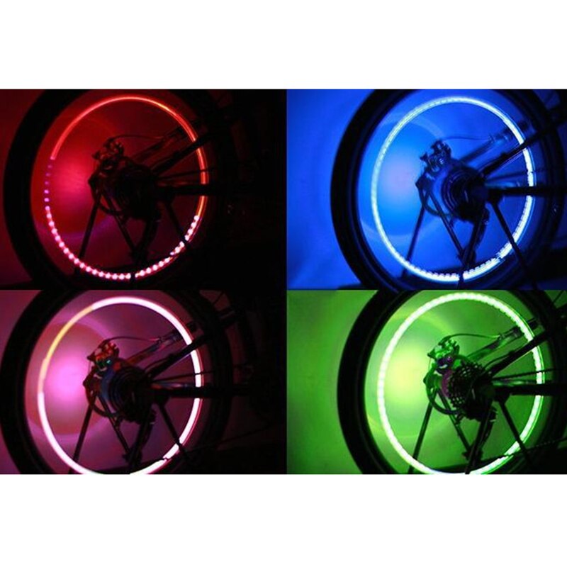 2Pcs Fiets Tire Valve Cap Led Knipperlicht Weg Mountainbike Fietsen Tyre Wheel Licht Led Neon Lamp Cover wiel Accessoires