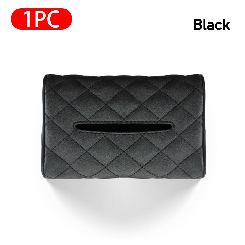 Universele Auto Tissue Box Cover Servet Papier Houder Handdoek Dispenser Voor Auto Achterbank Opknoping Papier Houder Tissue Container Case: BLACK 1 PC
