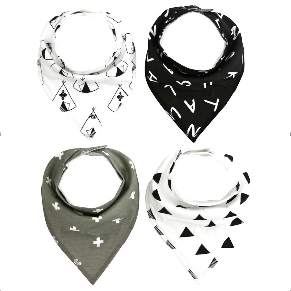 Gelukkig Fluit 4 Stuks Set Baby Kids Peuter Voeden Bandana Slabbetjes Speeksel Handdoek Driehoek Hoofddoek: D6