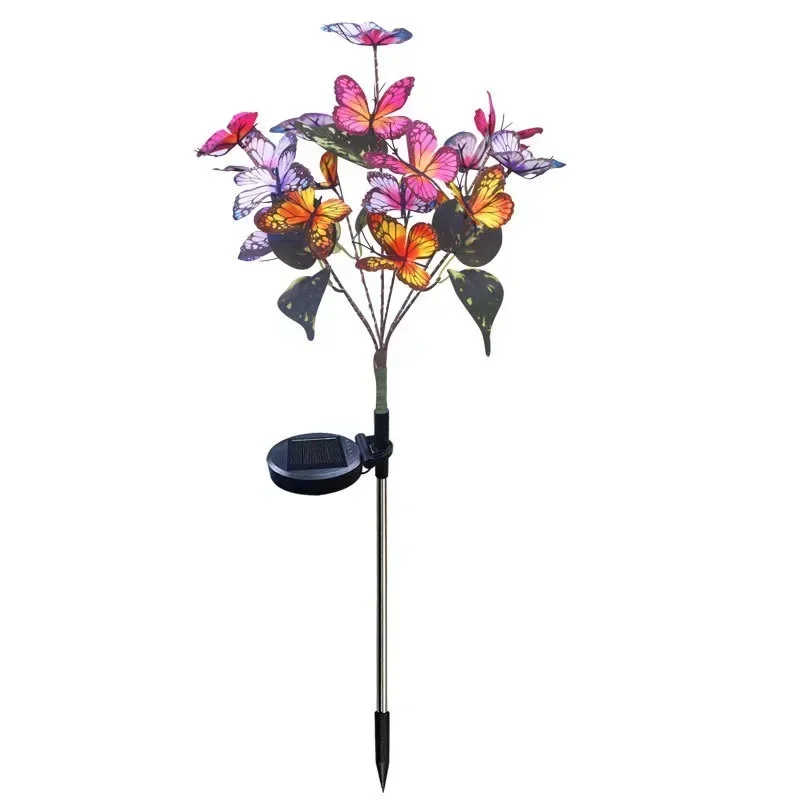 Solar Butterfly Lights IP65 Waterproof Simulation Butterfly Flower Outdoor Solar Lamp for Garden Lawn Yard Path Decor Lighting