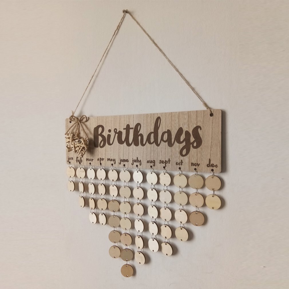 Chritsmas Birthday Special Days Reminder Board Home Hanging Decor Wooden Calendar Board Hanging Ornament Year Decoration