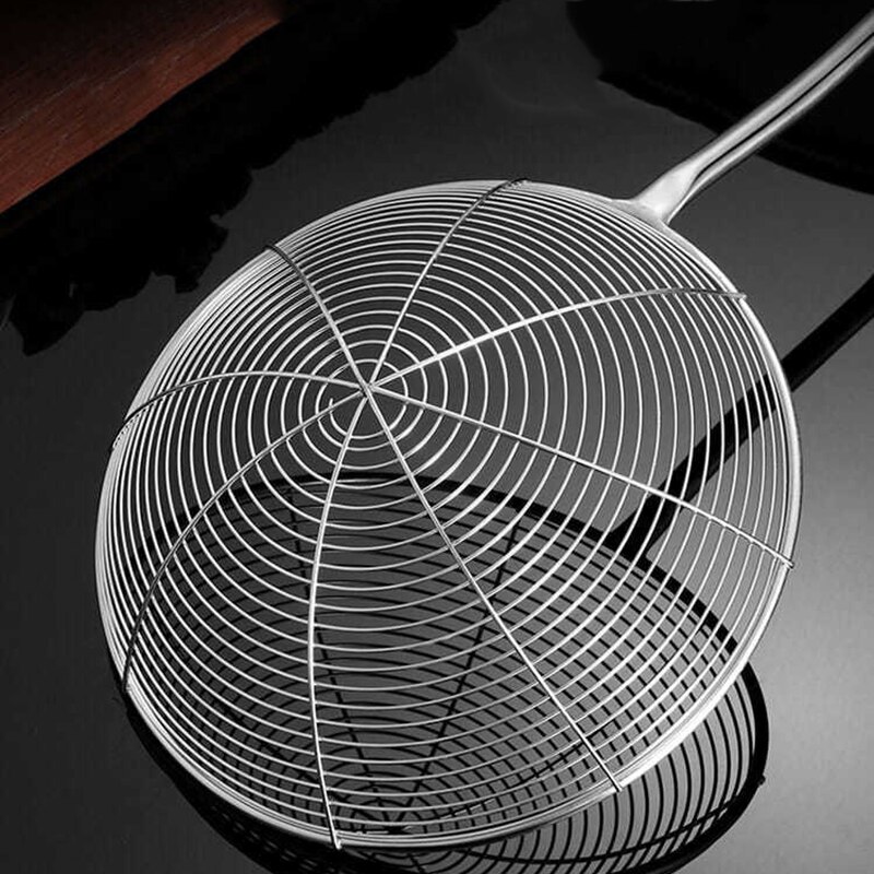304 Stainless Steel Spider Strainer Skimmer for Cooking and Frying, Wire Pasta Strainer with Wood Handle, Kitchen Utensils
