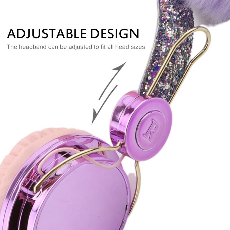 Cute Wired Headset Wireless Hifi Music Stereo Bass Headphones Mobile Phones Girl Daughter Headset For PC Kids Pink In Stock