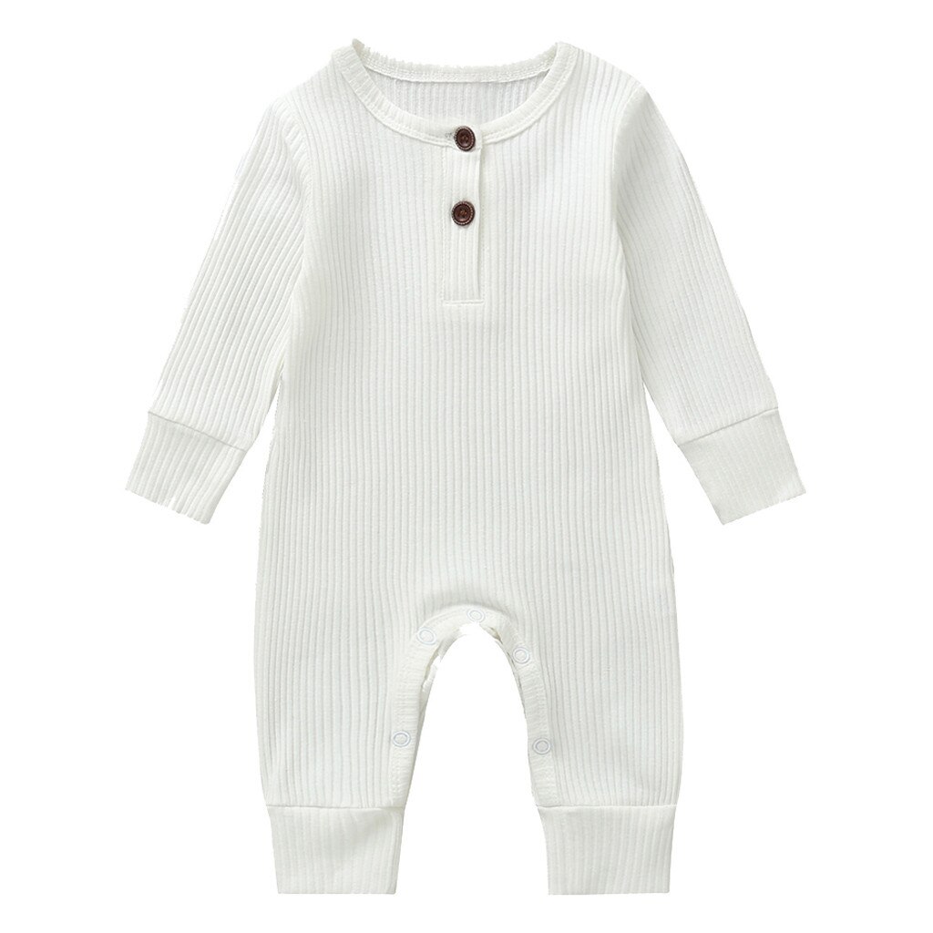 Neue Neugeborene Jungen kleidung Mädchen sommer Herbst Kleidung Einteiliges Strickte Feste Lange Hülsenspielanzug Gesamt Kleidung Outfit: Weiß / 9m