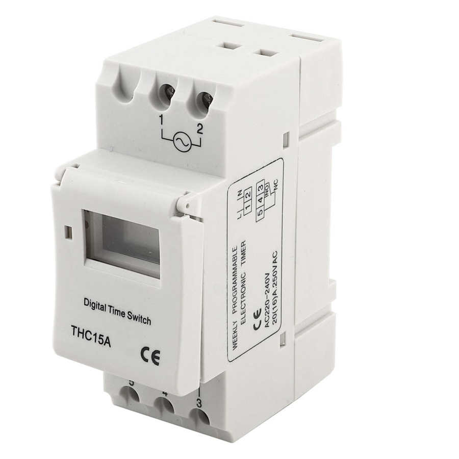 Timer Switch Din Rail Mount THC15A Delay Relay Programmable Digital Time Switch 220-240VAC 16A Switch Relay Timer Control