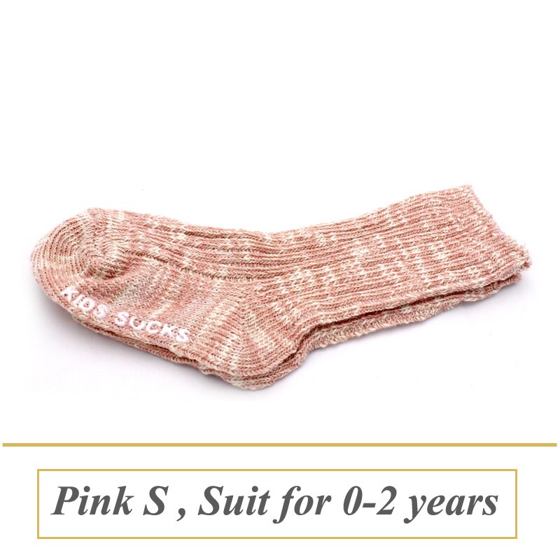 Bland farve bomuld baby sokker til piger drenge børn sokker ankel længde tyk vinter spædbarn calcetines 1 par i 0-4 år: Lyserød s