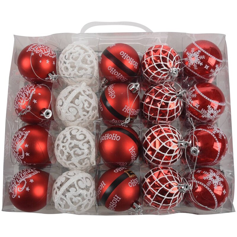 6Cm Kerst Xmas Tree Bal Snuisterij Opknoping Thuis Party Ornament Decor Hanger Opknoping Home Decoratie Bal Voor Party Red wit: Default Title