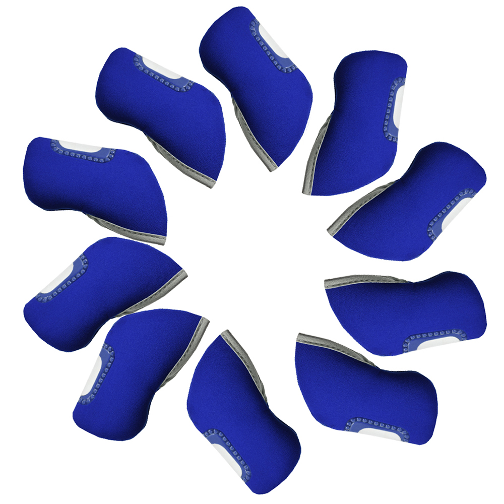 10 Stks/set Golfclub Head Covers Golf Ijzeren Headcovers Guard Geen Nummer Zichtbaar Raam Mouw Cover Clubhoofdhoezen Past Op Alle Merken: Blauw