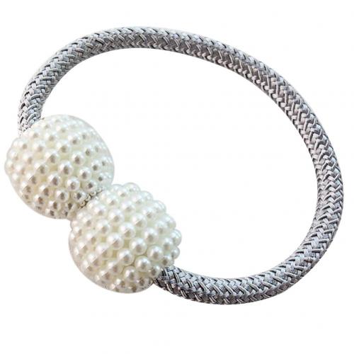 Abrazadera magnética para cortina, soporte de anillo para cortina, cuentas de perla de imitación, accesorios decorativos para el hogar: Grey