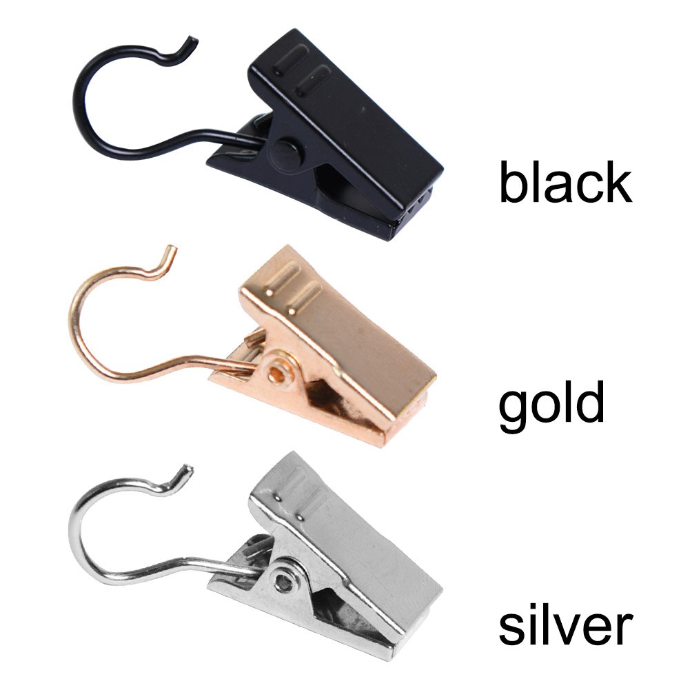 20pcs Curtain Clip Anti Rust With Hook Window Replacement Part Home Hotel Decoration Art Drapery Diaplay Bedroom Stainless Steel
