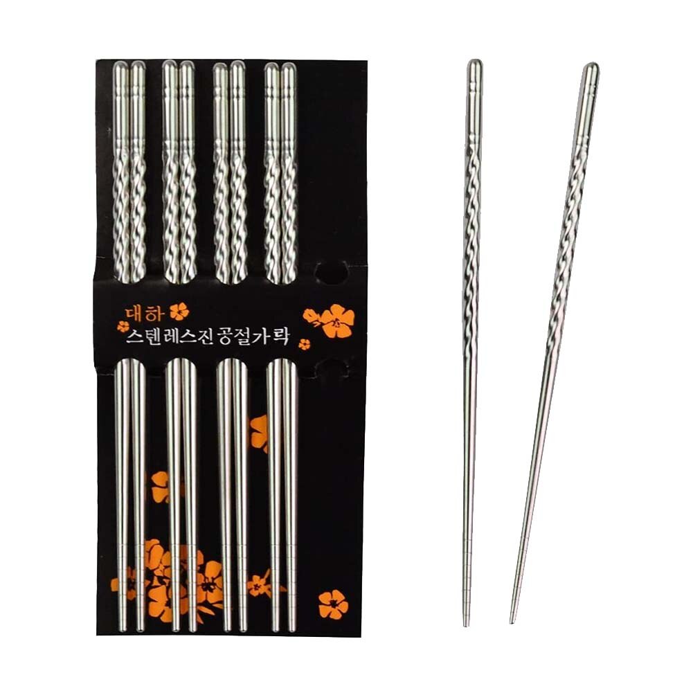 Palillos japoneses de bambú para el hogar, caja de , juego de vajilla portátil, 5 pares,: 1C