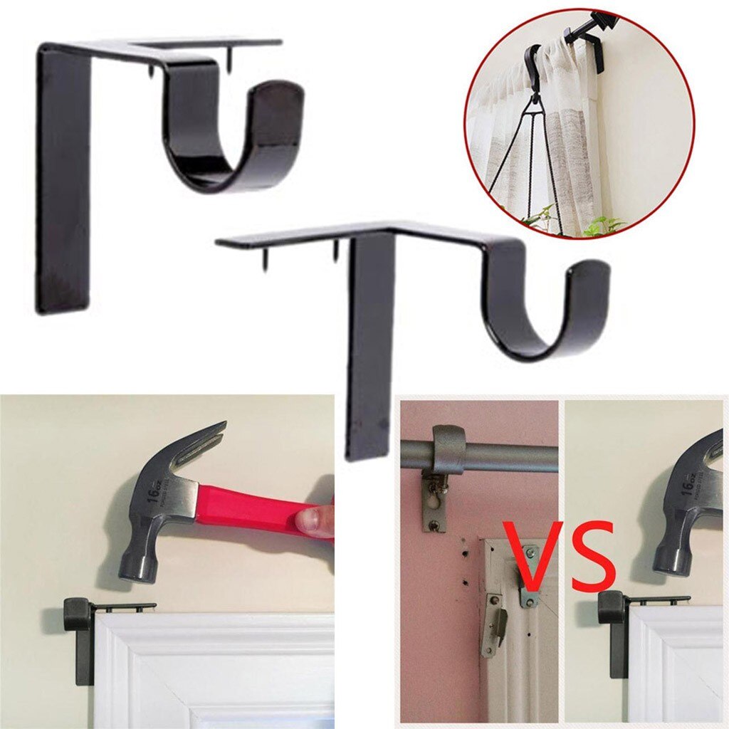 Single Hang Curtain Rod Holders Bracket Into Window Frame Curtain Rod Bracket Iron Plate Curtain Barre