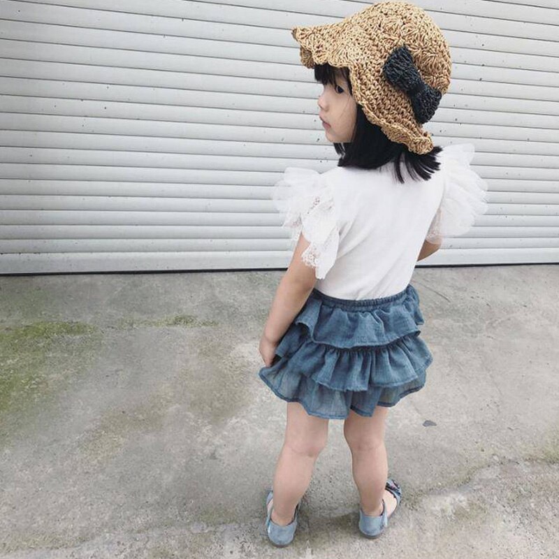 Summer Girls Short Skirts Children Baby Kids Girls Mesh Layers Elastic Short Skirts