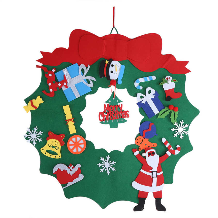 DIY Felt Christmas Tree with LED String Lights Christmas Hanging Decorations Ornament for kids Home Decorations