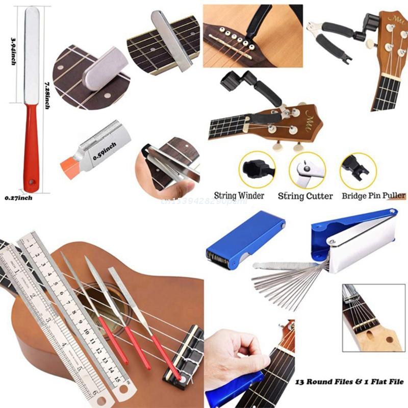 Guitar Tool Kit Repairing Maintenance Tools String Organizer String Action Ruler Gauge Measuring Tool Hex Wrench Set