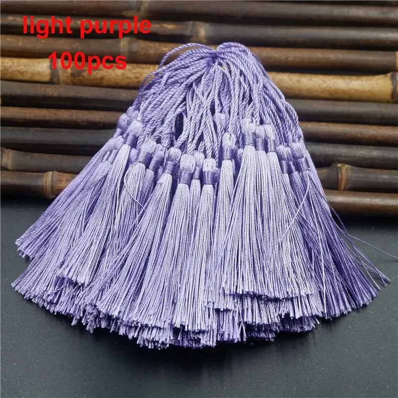 100 Uds. Borlas para marcapáginas, borlas artesanales suaves hechas a mano sedosas con bucles para manualidades DIY, marcapáginas para hacer joyas