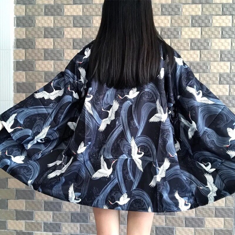 Japanse kimono dames yukata vrouwelijke kimono cardigan strand harajuku japanse streetwear dames kimono haori obi japanse 11297: 7