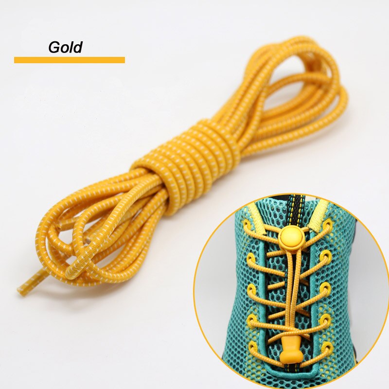 1pair Locking Shoe Laces Shoestrings Running Triathlon No tie Shoelace Sports Laces Hiking Shoelaces Children Elastic Shoelace: gold