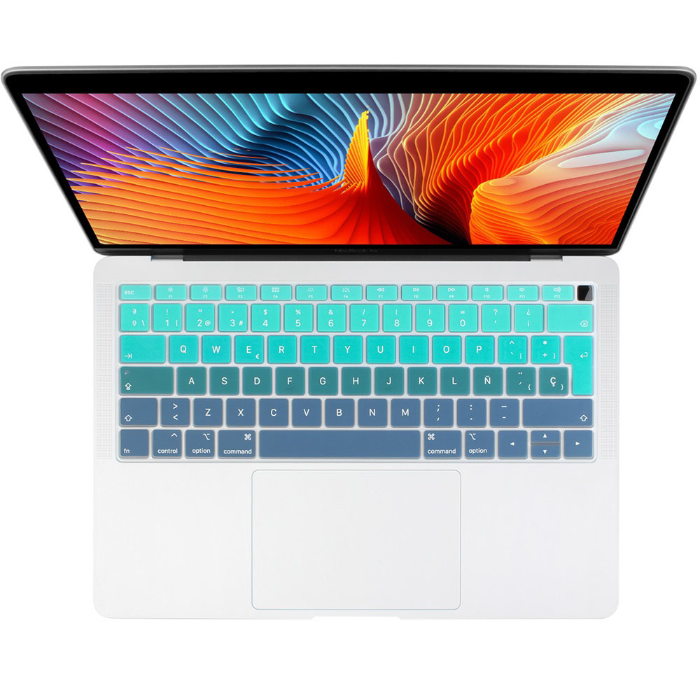 Euro Spanisch tastatur Abdeckung für Macbook Luft 13 & berühren Ich würde Staub nachweisen Schutz Schrittweise Ändern Farben Mac buch 13.3 "A1932: Gradient Grün