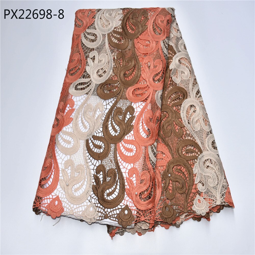 coming African Lace Fabric African Guipure Cord Lace Embroidery wedding cloth use for women dress: 7