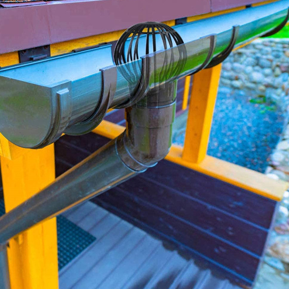 Gutter Guard Home Downpipe Black Garden Easy Install PP Debris Roof Drain Anti-blocking Strainer Leaves Protection Filter