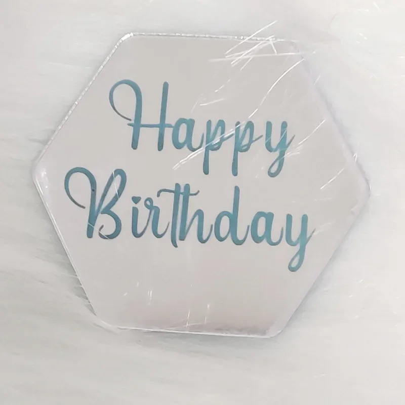10 stk. tillykke med fødselsdagen cupcake toppers guld akryl cirkel dessert kage gør-det-selv dekorationer indsæt kort børnefødselsdagsfest dekoration: Lysegrå