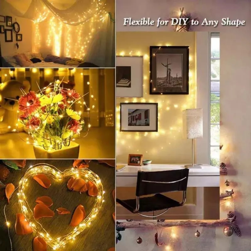 Pack of 4 Solar Fairy Lights Outdoor 400LED Fairy Lights Outdoor 8 Modes Copper Wire IP65 Warterproof for GardenPatio Yard Party