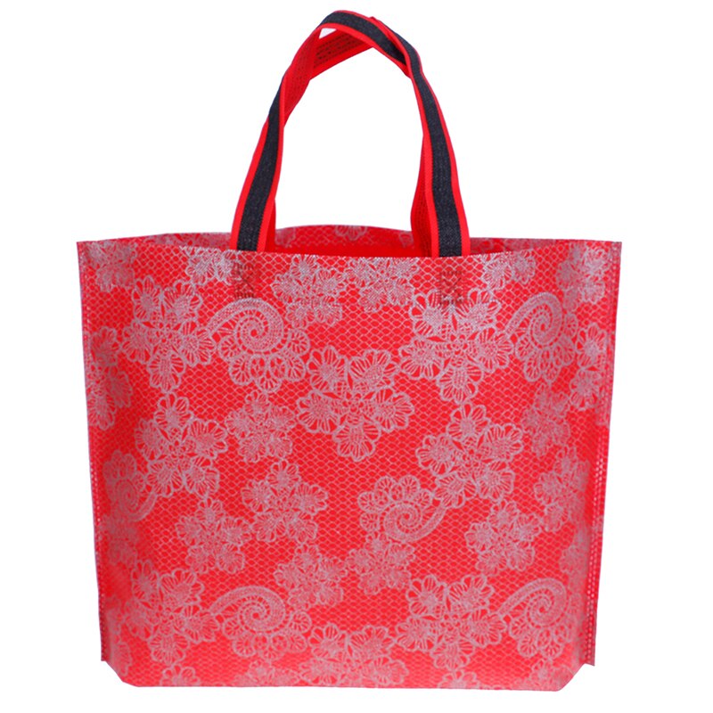Women Lady Foldable Shopping Bag Casual Portable Large Nylon Tote Waterproof Thick Handbag: Red