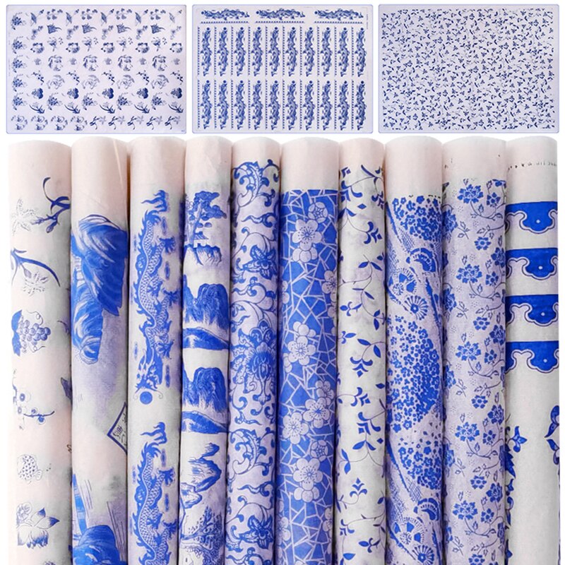 Papier de transfert en céramique d&#39;art poterie, glaçure sous glaçure, fleur noire, décalcomanies en céramique haute température, outils en argile polymère pour bricolage