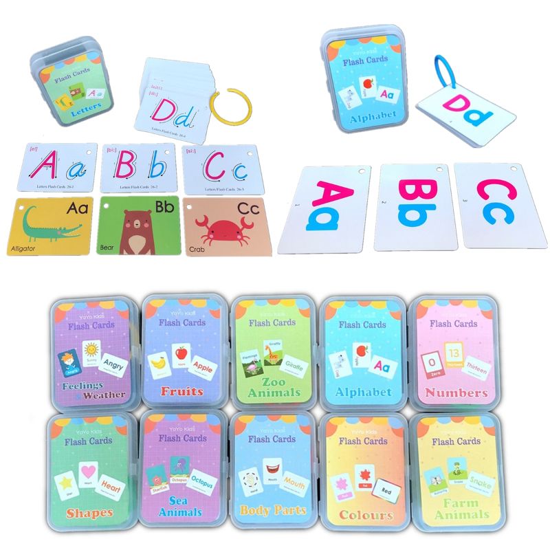 Baby Engels Leren Woord Kaart Pocket Flash Kaarten Voorschoolse Montessori Educatief Speelgoed Letters Alfabet Abc Nummers