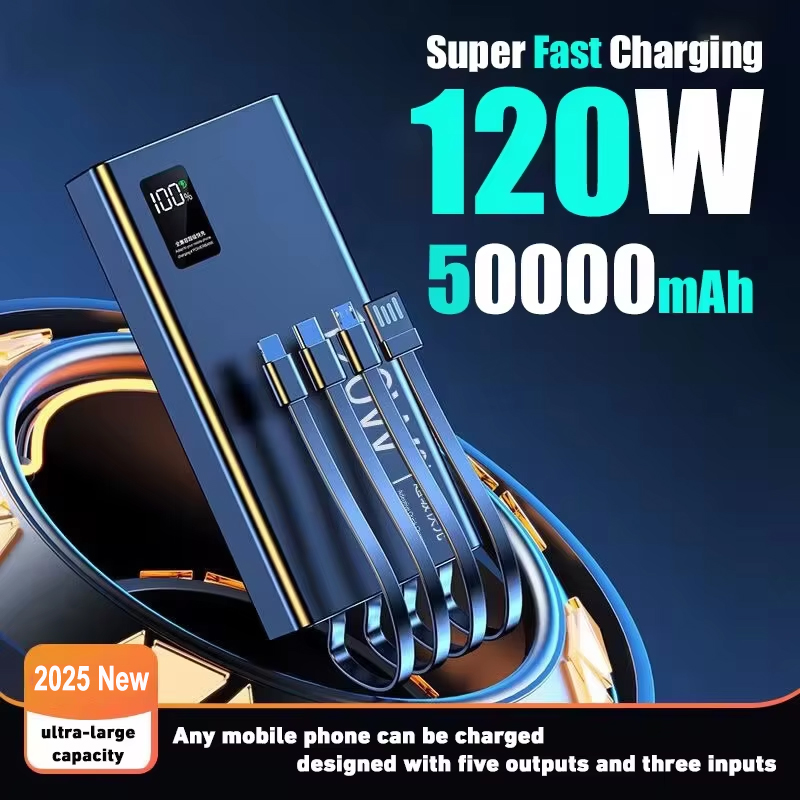 Xiaomi Mijia 120W 50000mAh High Capacity Power Bank 4 in 1 Fast Charging Powerbank Portable Battery Charger For Xiaomi iPhone